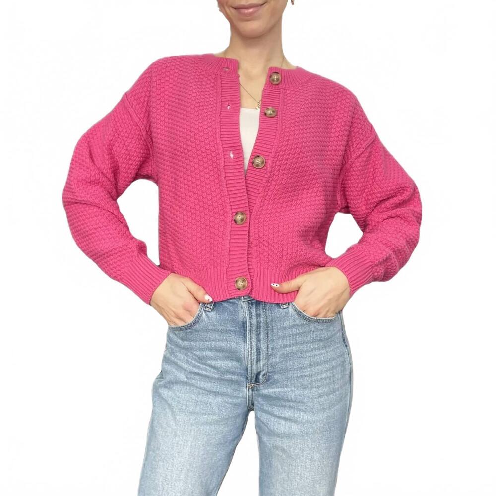 NEW WISHLIST women's textured button up cardigan in pink